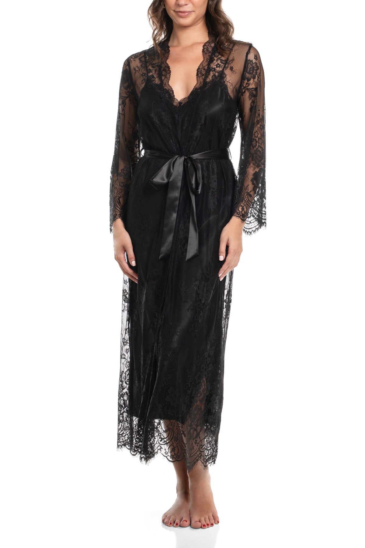 Jonquil Brita Long Lace Robe