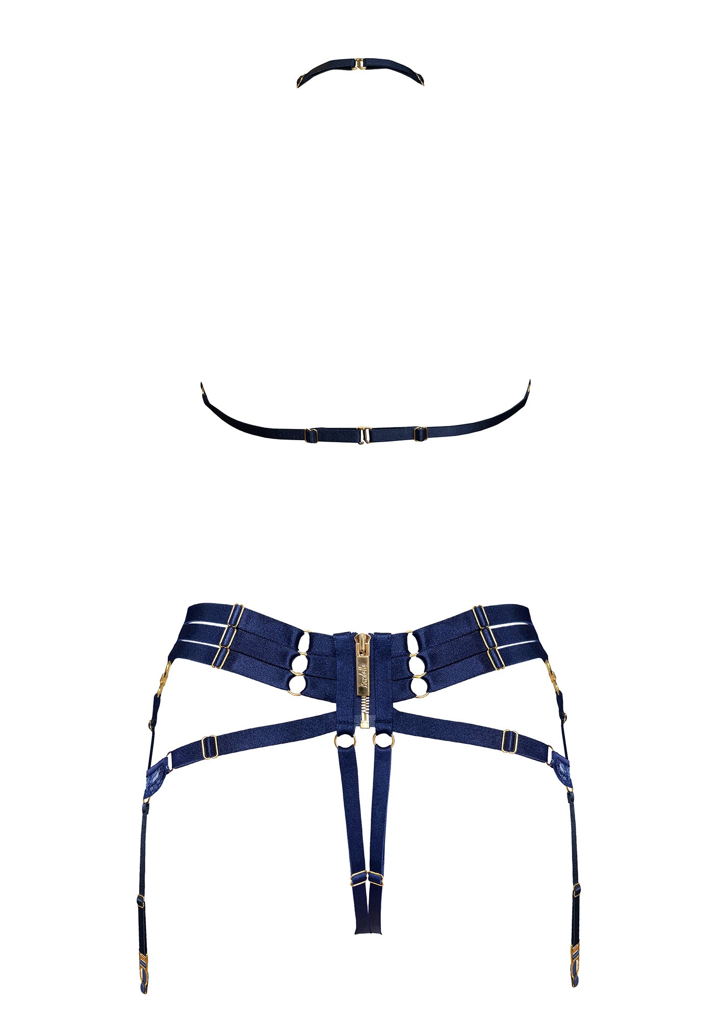 Bordelle Mari Suspender Harness/Navy Blue