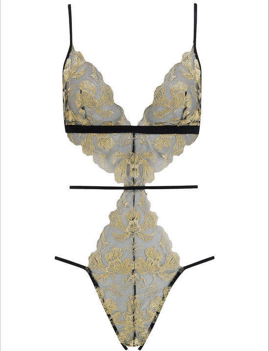 Coco De Mer Oriana Bodysuit Black & Gold
