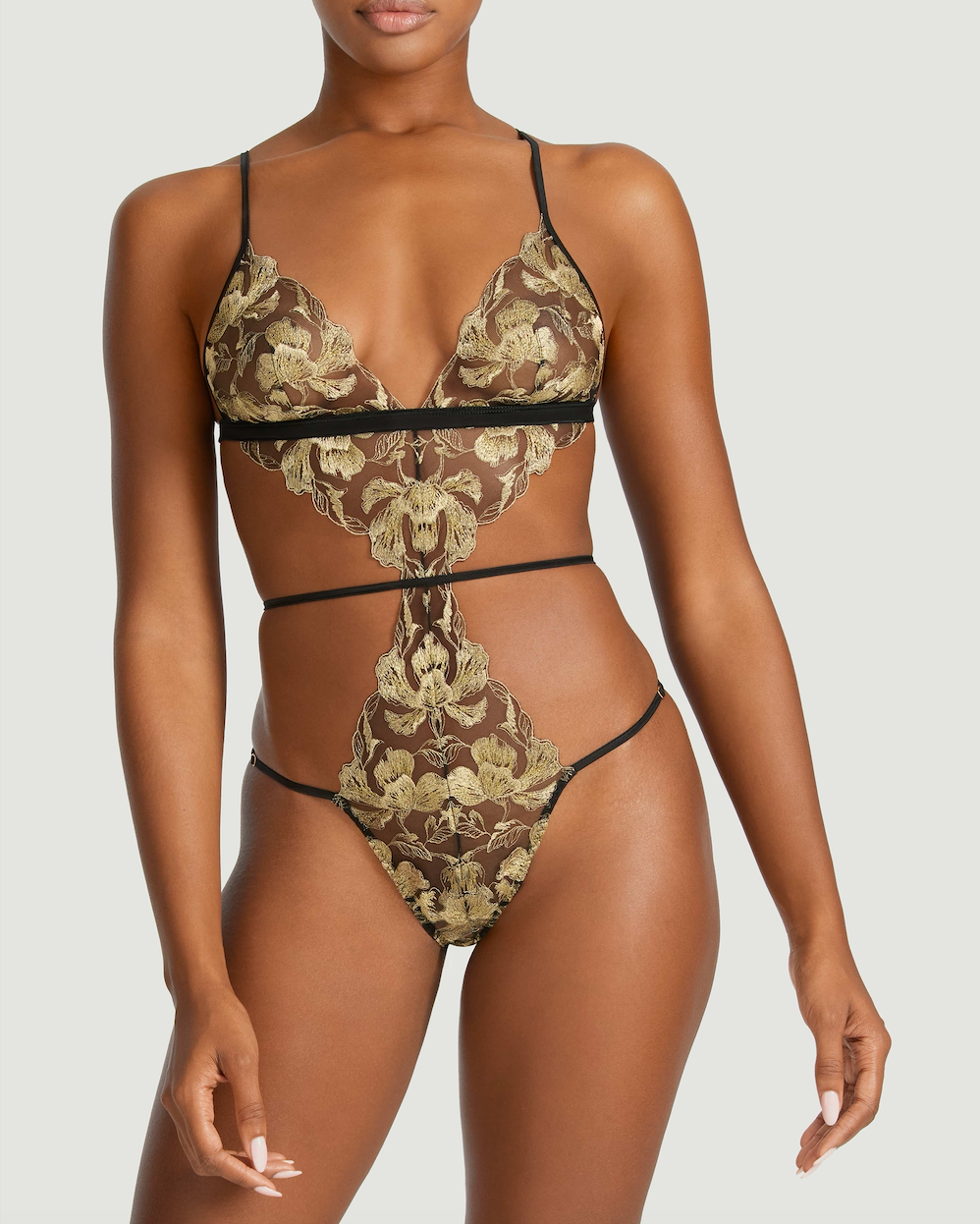 Coco De Mer Oriana Bodysuit Black & Gold