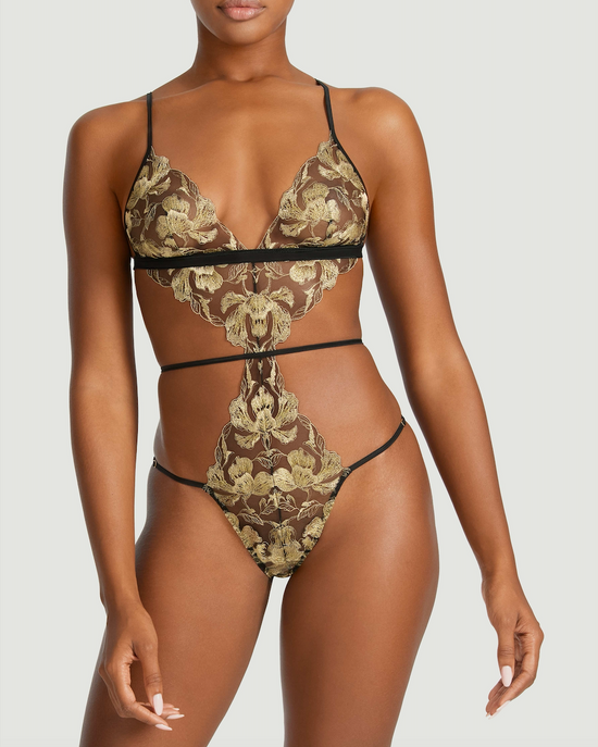 Coco De Mer Oriana Bodysuit Black & Gold