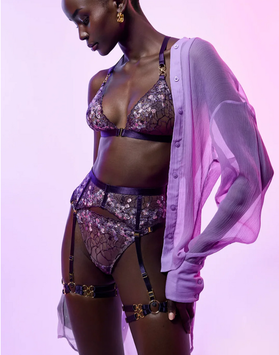 Bordelle Nara Bondage Garters / Deep Purple