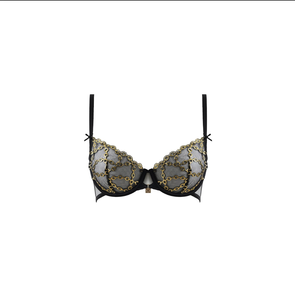 Shikkosa Chanes Underwire Plunge Bra  Gold / Blk