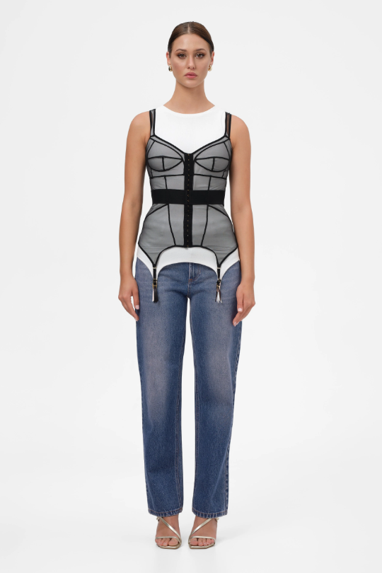 Murmur Zest Sheer Corset Indigo