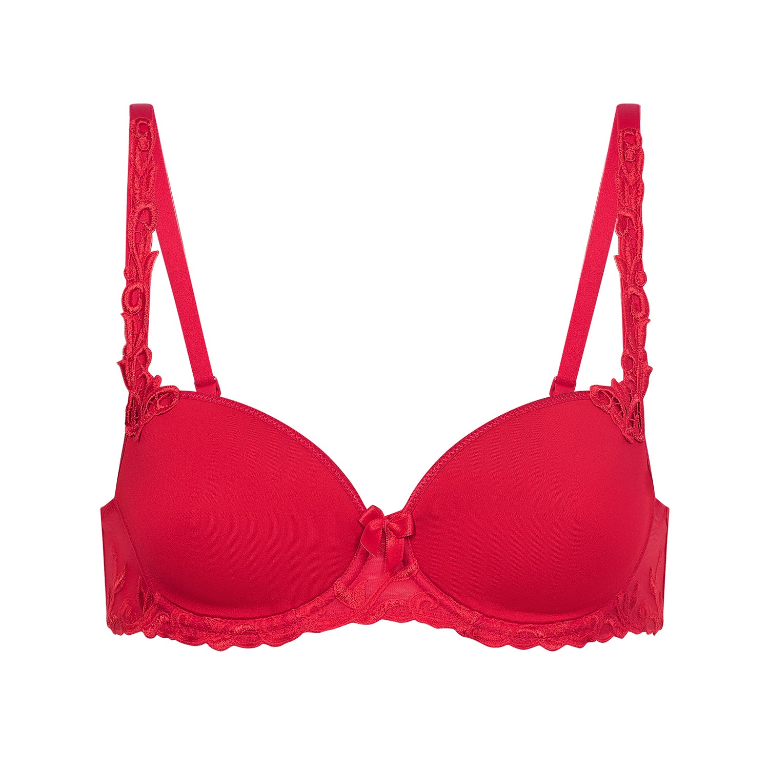 Red Flora Mesh Ladder Non-Padded Moulded Bra #516 – LYRA