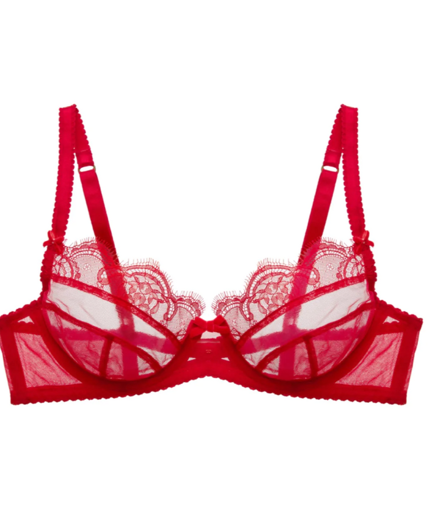Dita Von Teese Star Lift Demi Cup Bra D51955 - Sateen Polyester With Lace Trim & Underwire