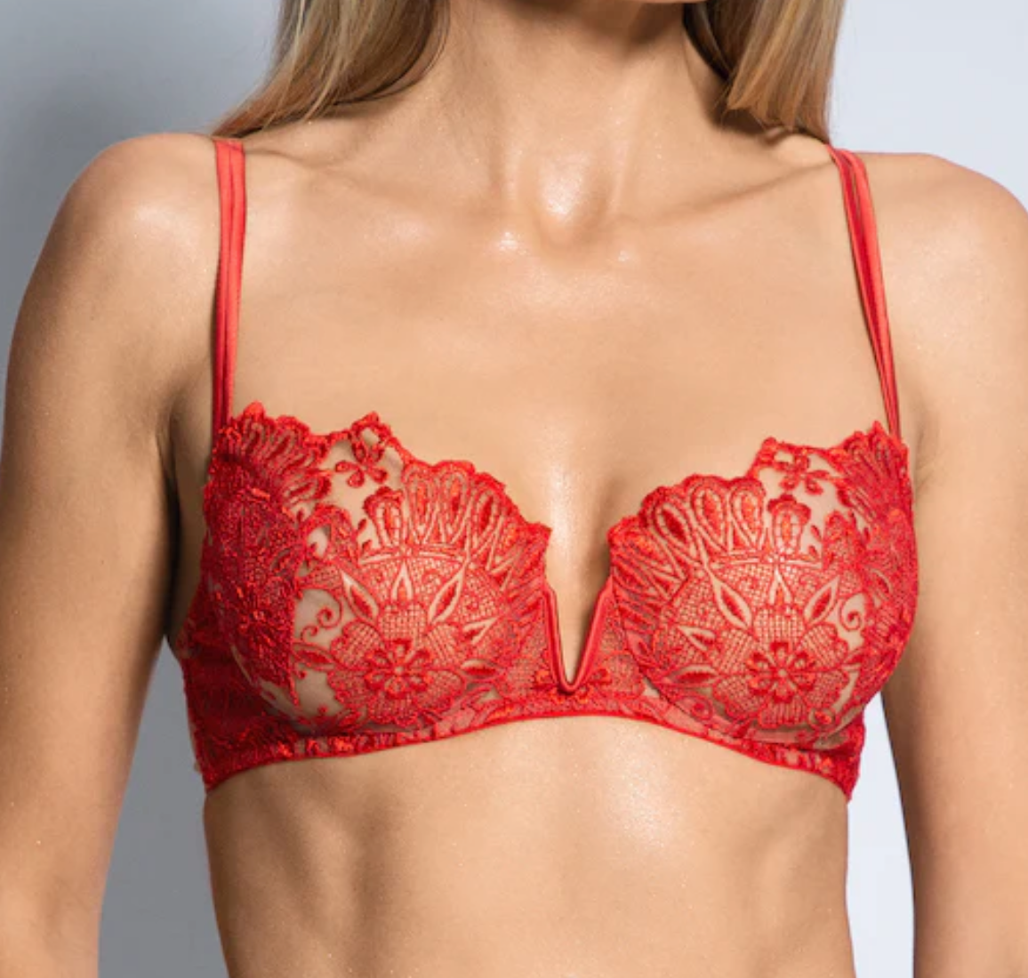 E et D S70001 Luxury Embroidery Balconette Bra (with matching panties)Two  colors